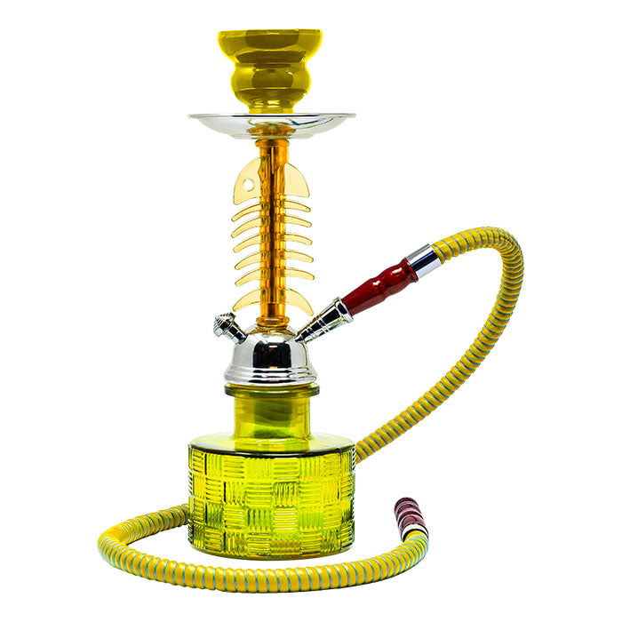 Assorted Color Fish Bone Glass Hookah 12 Inches