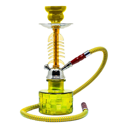 Assorted Color Fish Bone Glass Hookah 12 Inches